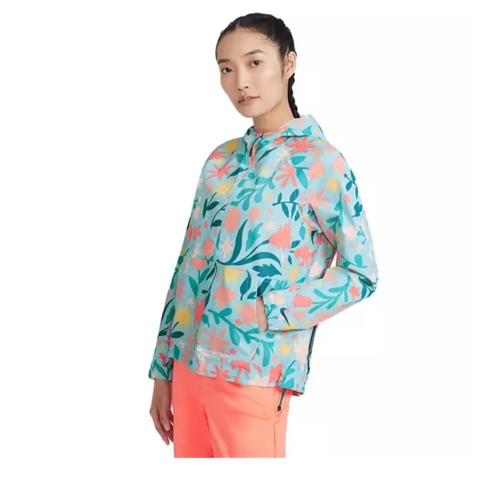 Nike Repel Women's size XS Pink Blue Floral Print Golf Anorak Pullover Jacket